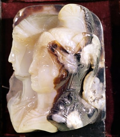 Cameo portret van Alexander de Grote (356-323 v.Chr.) en Olympias (375-316 v.Chr.) door Greek